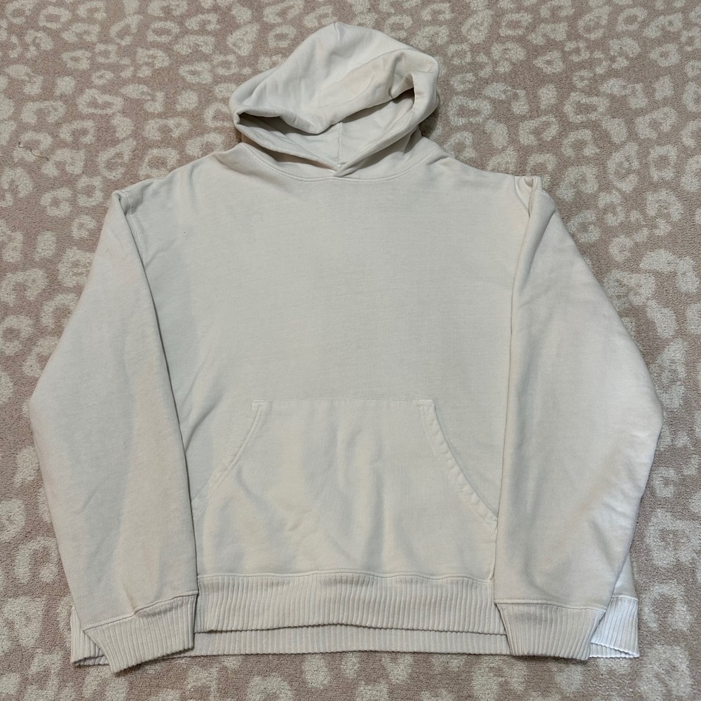 Elwood Hoodie Cream Organic Cotton Boxy Fit Large